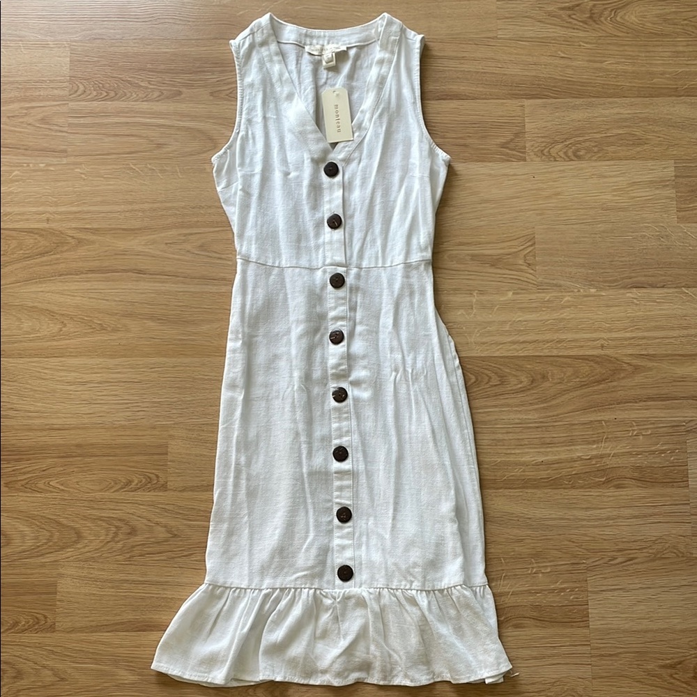 Monteau White Sleeveless Button-Down Dress - NWT